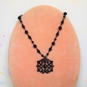 SIGNED LIA SOPHIA MOONSTRUCK FACETED BLACK GLASS